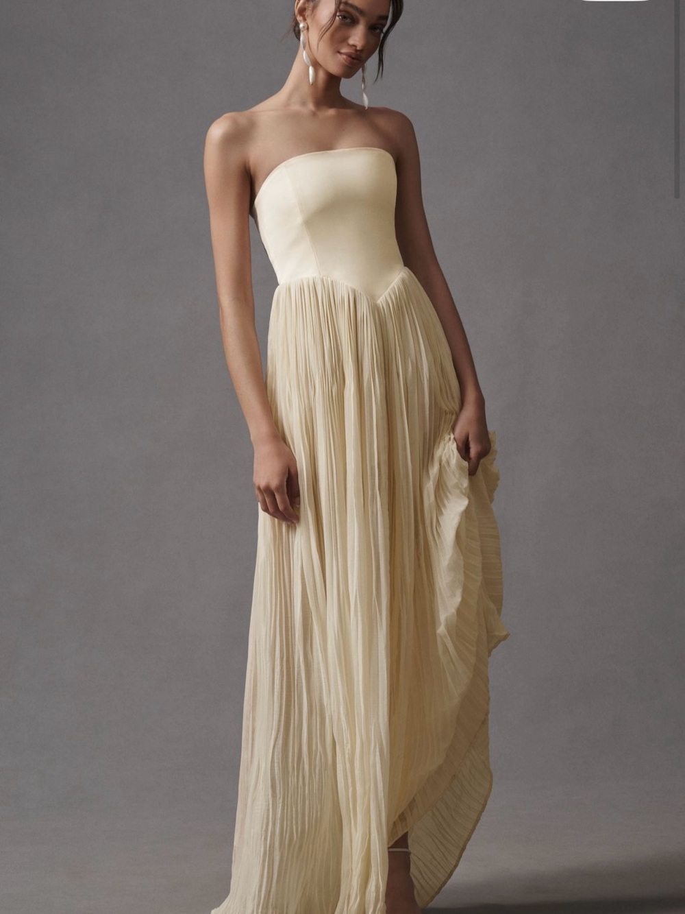 Anthropologie Delfi Collective Lourdes Dress in butter cream yellow
